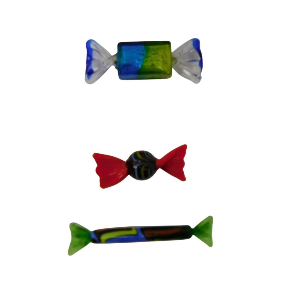 Pier 1 Imports Three Assorted Art Glass Wrapped Candy Ornaments Home Decor - Picture 3 of 8